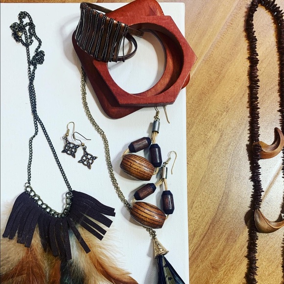 Lot of Earthy Boho Vintage & Handmade Statement Costume Jewellery - Picture 8 of 11